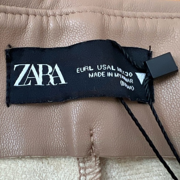 BLOGGERS FAVORITE Zara MidRise Camel Sold Out Faux Leather Leggings NWT - Picture 7 of 10